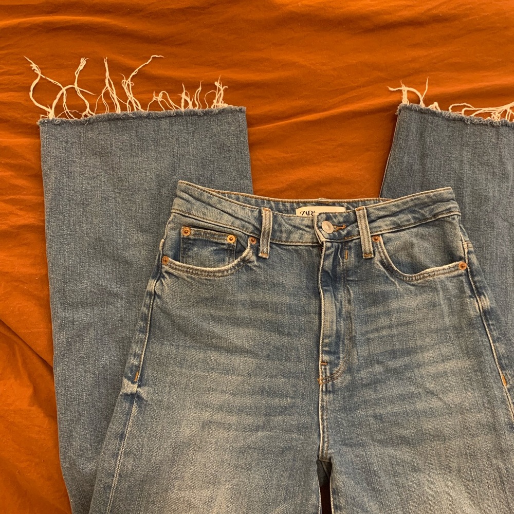 Zara high rise wide leg ankle jeans